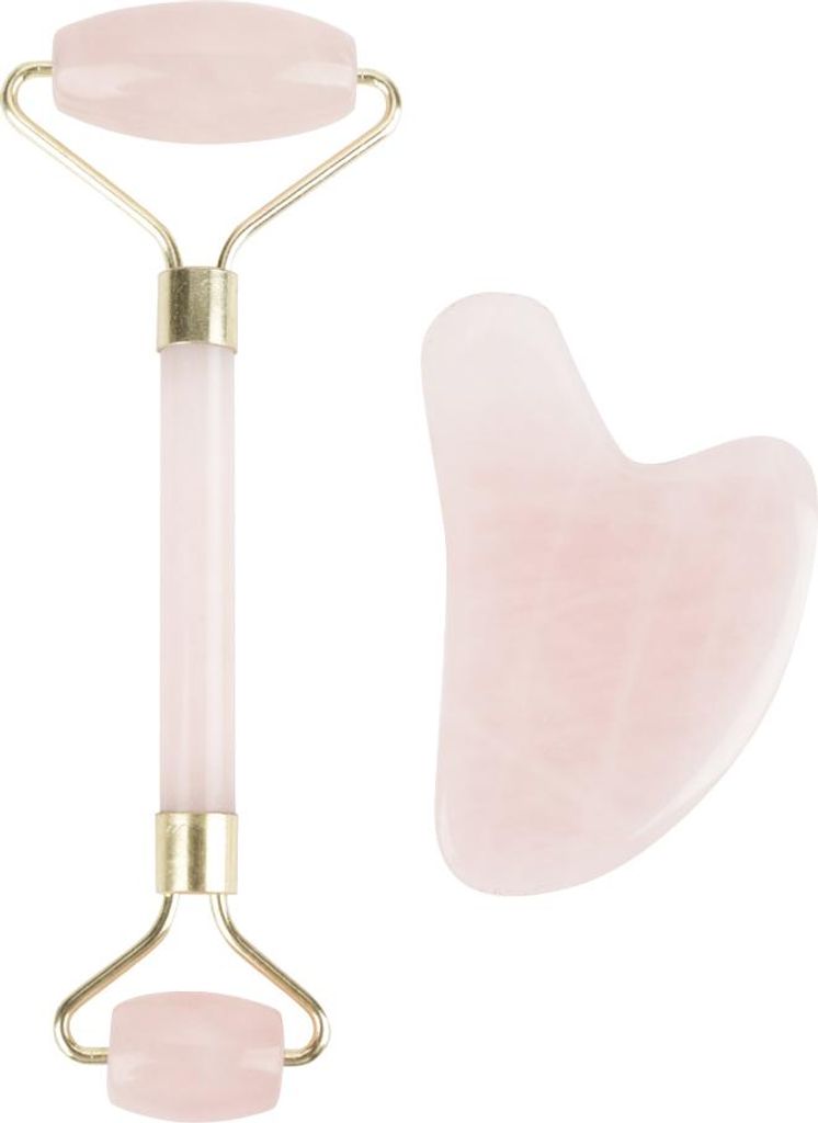 Jade-Roller, Doppelkopf-Kristall-Rosenquarz-Roller, Gesichtsmassage, entspannend für