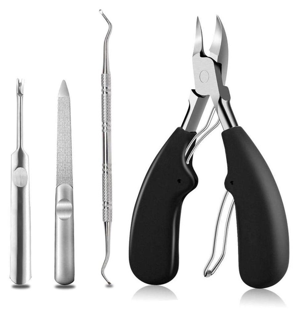 Nagelschere aus Edelstahl für tief eingewachsene Zehennägel, 4-teiliges Nagelzangen-Set für starke Zehennägel, professionelle Nagelschere für ...