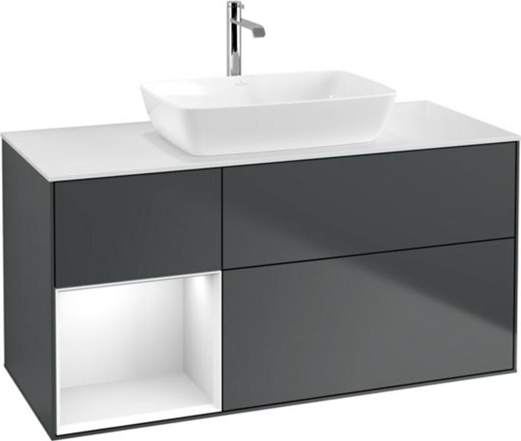 V&B Waschtischunterschrank Finion 120cm, Pl w m, Rg g w Lac, md bl. m Lac