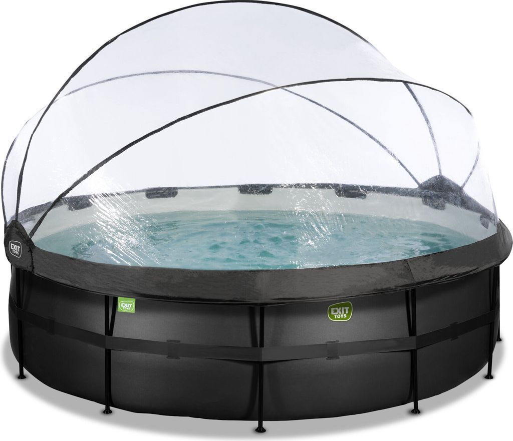 EXIT Black Leather Pool ø488x122cm mit Sandfilterpumpe und Abdeckung - schwarz