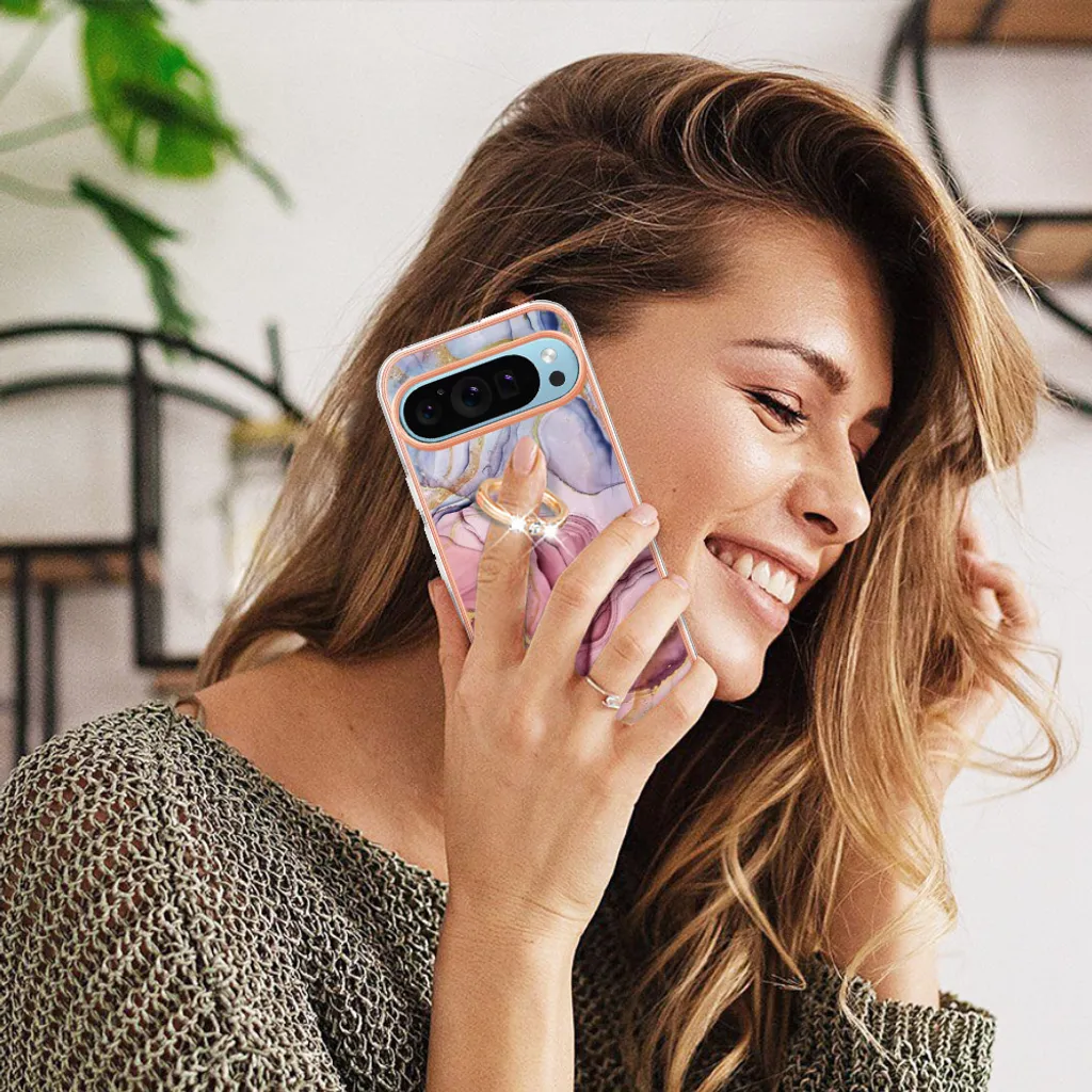 Asuwish Cover Per Google Pixel 6 Con Supporto Anello E Vetro Temperato Incluso - Protettiva E Magnetica (Rosa Oro) - 5