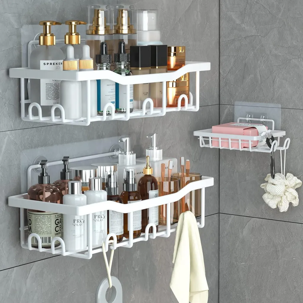 Étagère de douche noire anti-calcaire pour organiser vos produits de bain