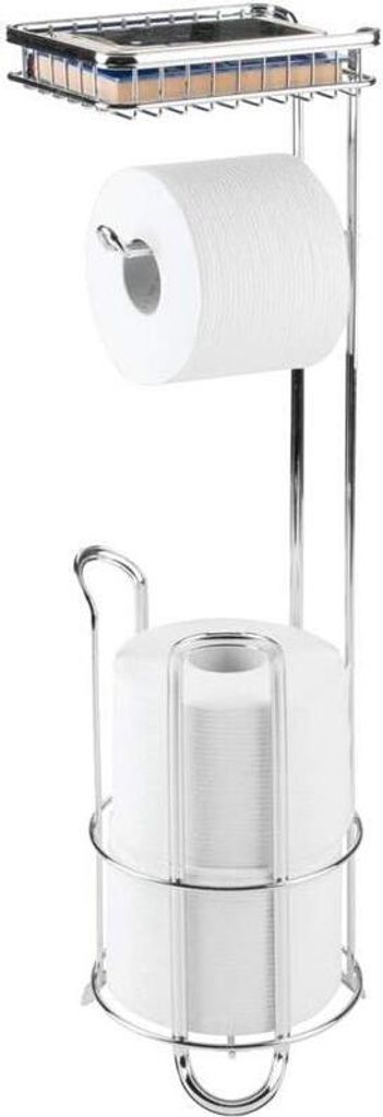 Toilettenpapierhalter Stand 3 Rollen silber ohne Bohren Klopapierständer mDesign