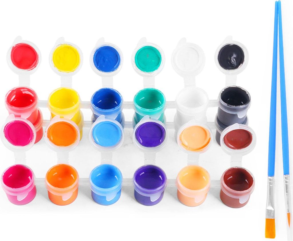 Acrylfarben-Set mit 12 Farben Acrylfarben 2 Pinsel Starke Deckkraft Acrylmalerei für Wandmalerei