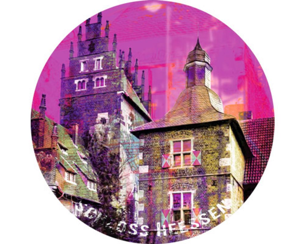 Glasbild Hamm Schloss Heessen pink Ø 20 cm