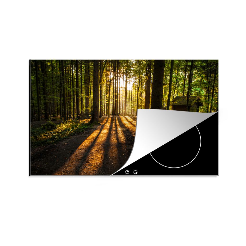 KitchenYeah Herdabdeckplatte Sonne - Bäume - Wald - Landschaft - Natur , 89x51cm, Küche Deko, Glaskeramikkochfeld Herdabdeckung, Abdeckplatte f...