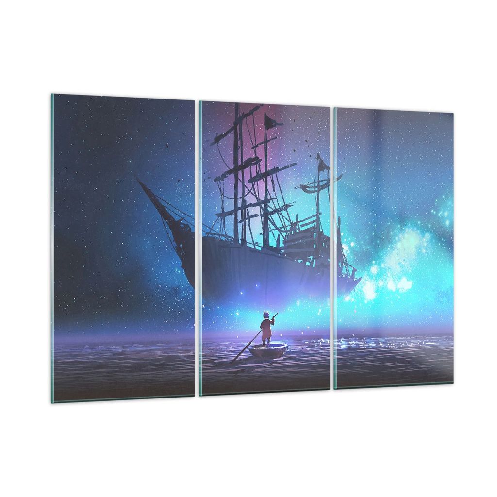 Bilder auf glas - Märchen Segelschiff - 105x70cm - Glasbilder - Wandbilder - Kunstdruck - zum Aufhängen bereit - Wanddekoration aus Glas - Glas B...