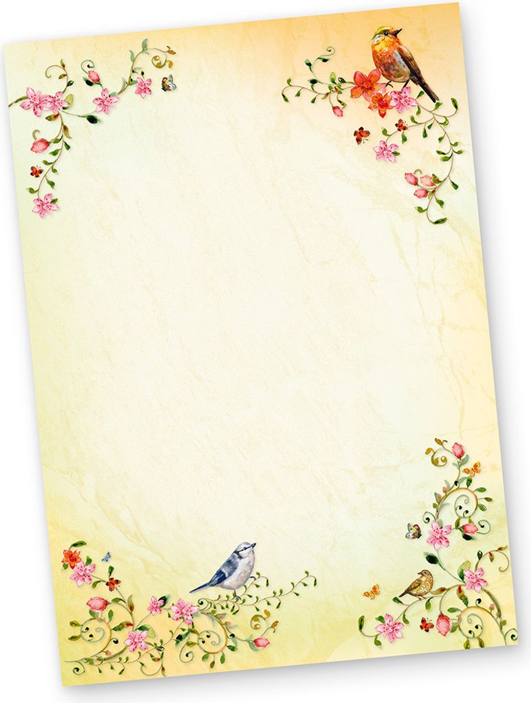TOSKANA Briefpapier mit Umschlag Set Blumen und Vögel 10 Produktbild 2