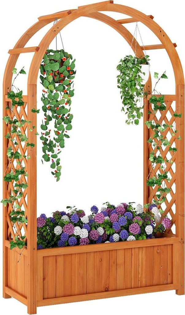 Hochbeet mit Spalier und Bogendach, 83x36x146 cm Produktbild 