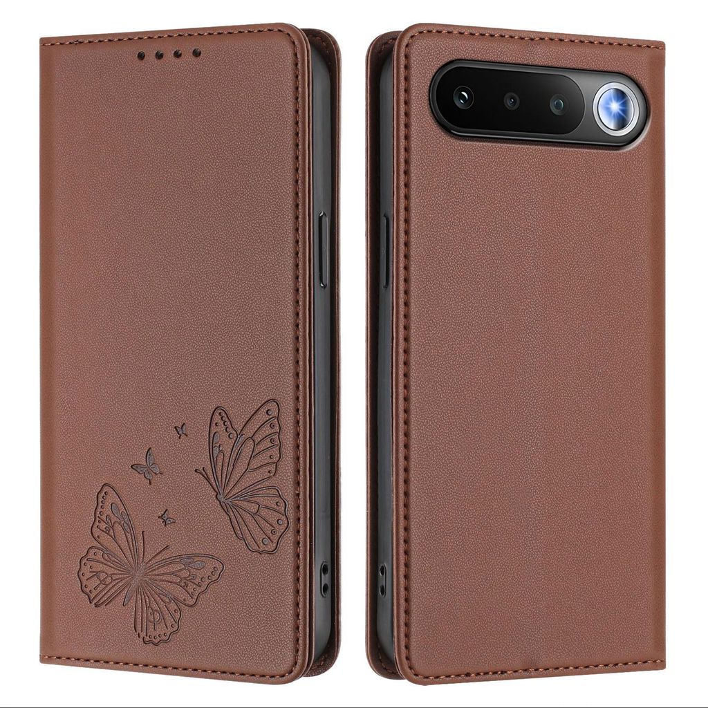 Lederhülle für Realme 16, Schmetterling Prägung Leder Brieftasche Schutzhülle mit Ständer Braun