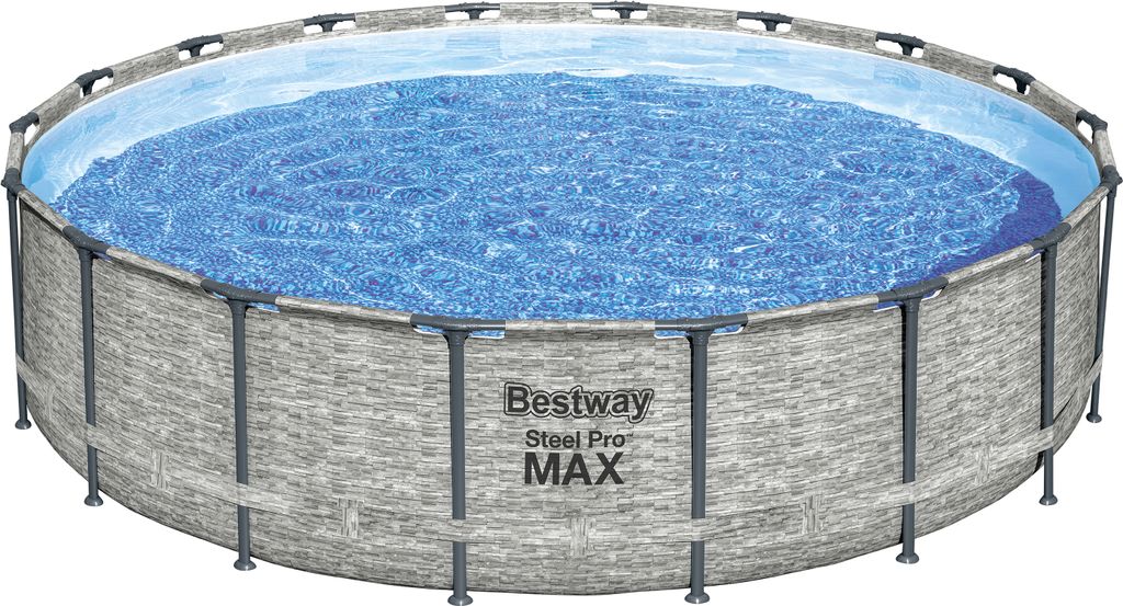 Steel Pro MAX Solo Pool ohne Zubehör Ø 549 x 122 cm, Steinwand-Optik (Cremegrau), rund