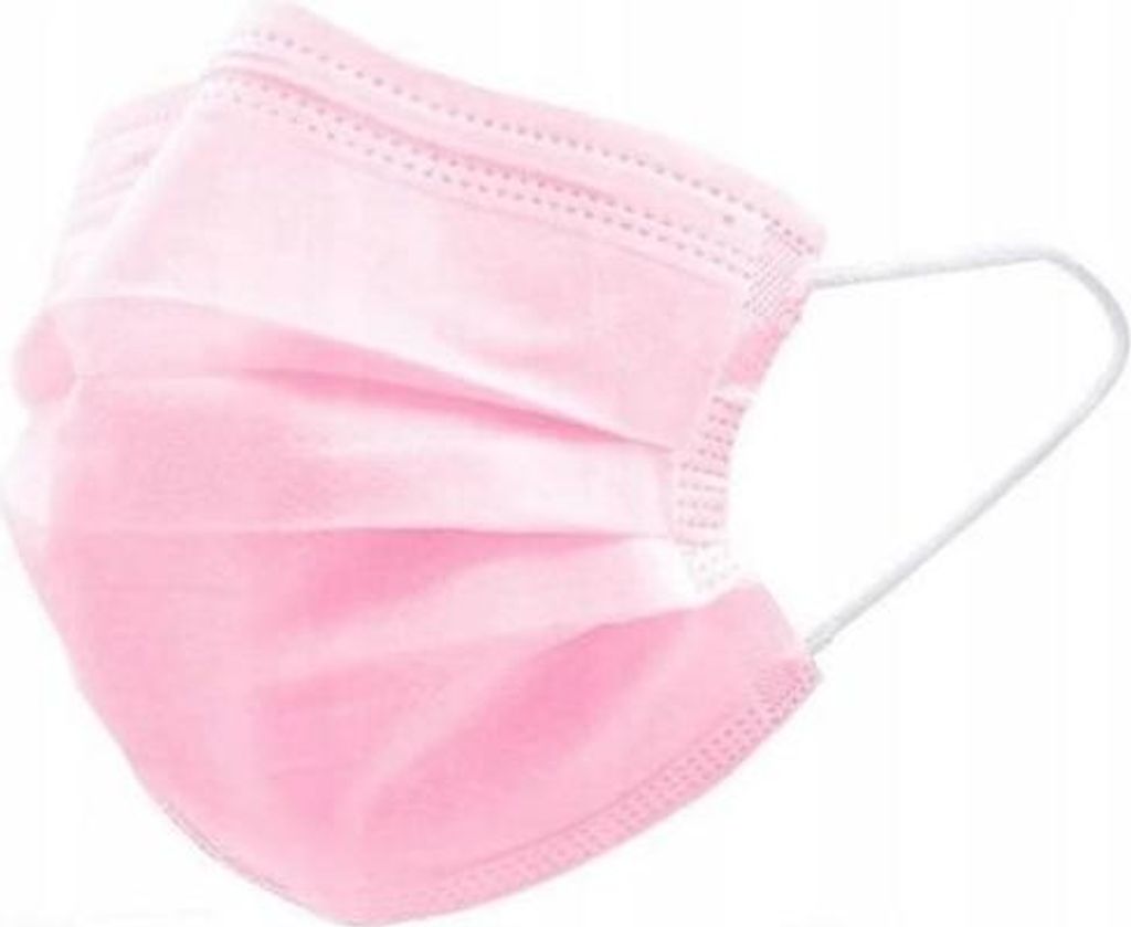 Medizinische Einwegmaske Typ IIR, rosa, 3-lagig, 50 Stück – Produktbild 