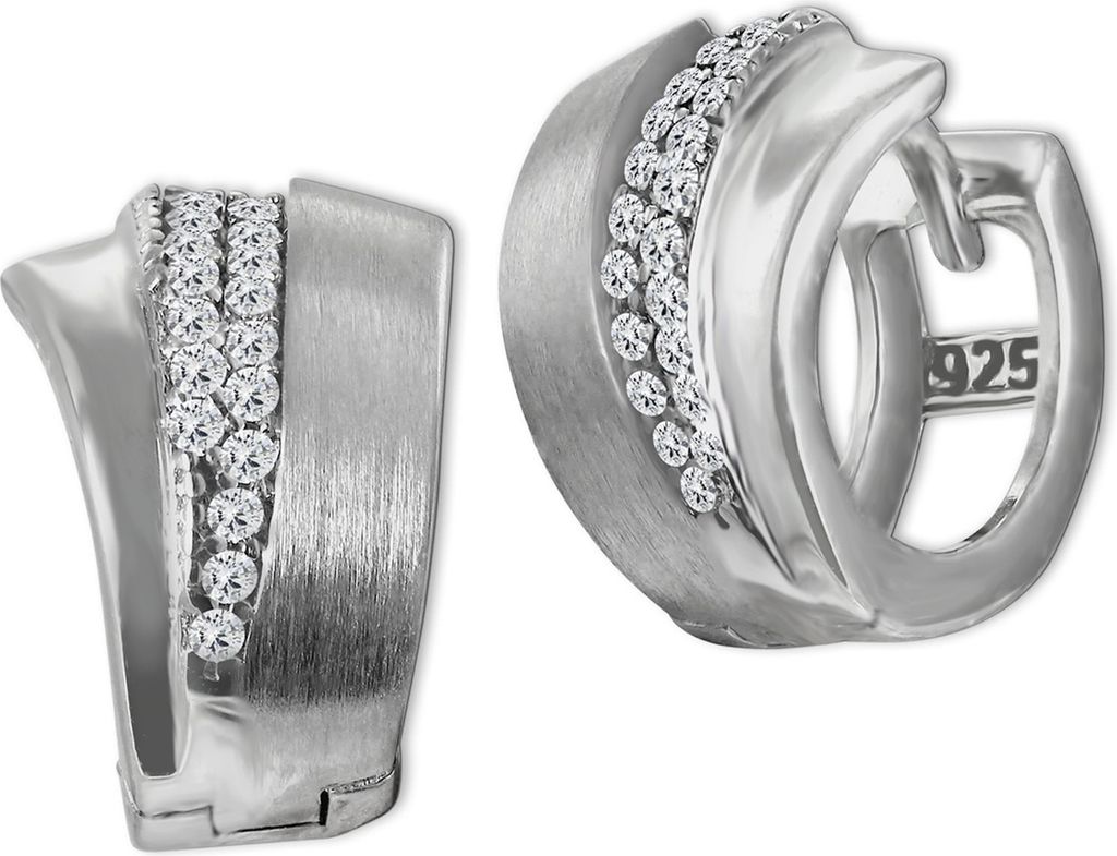 SilberDream Damen Ohrringe Fächer Zirkonia weiß Creolen 925 Silber D2SDO4368W
