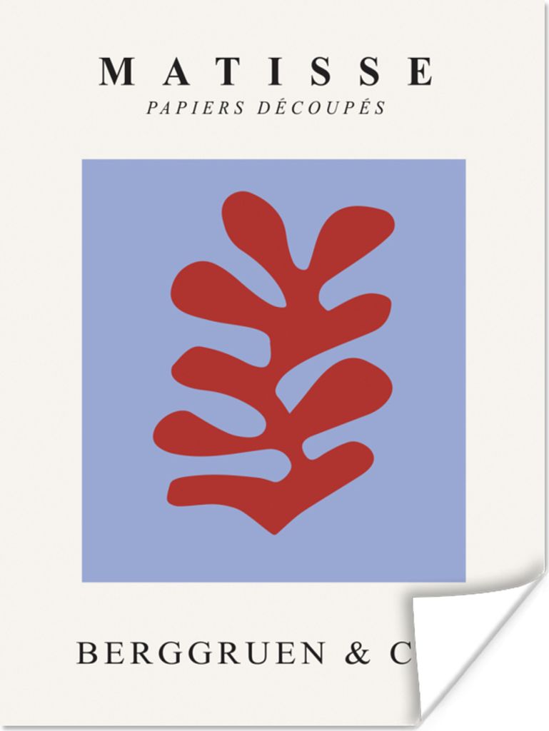 MuchoWow Poster Matisse - Blatt - Rot - Blau - Abstrakt 90x120 cm - Wohnzimmer
