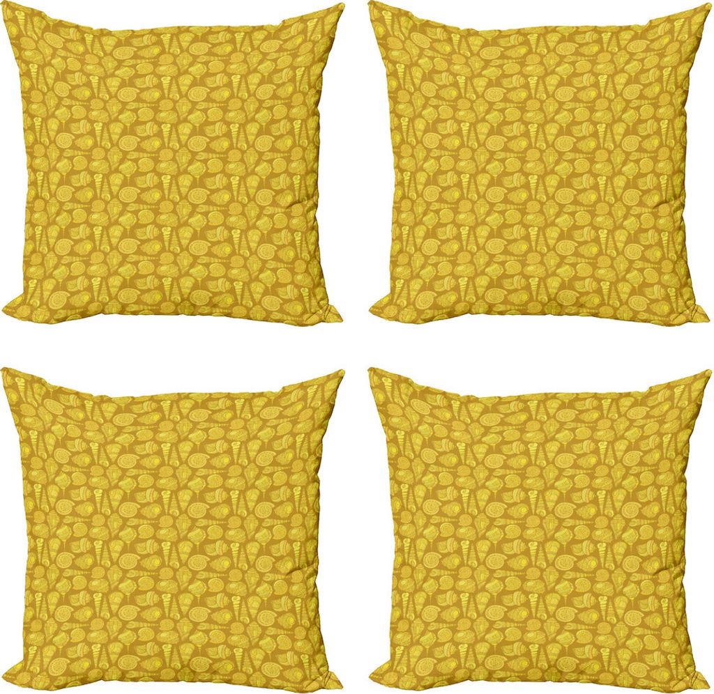 ABAKUHAUS Shells Kissenbezug Set (4 Stück), ornamentals, Moderner Doppelseitiger Digitaldruck, 50 cm x 50 cm, Erde Yellow Mustard