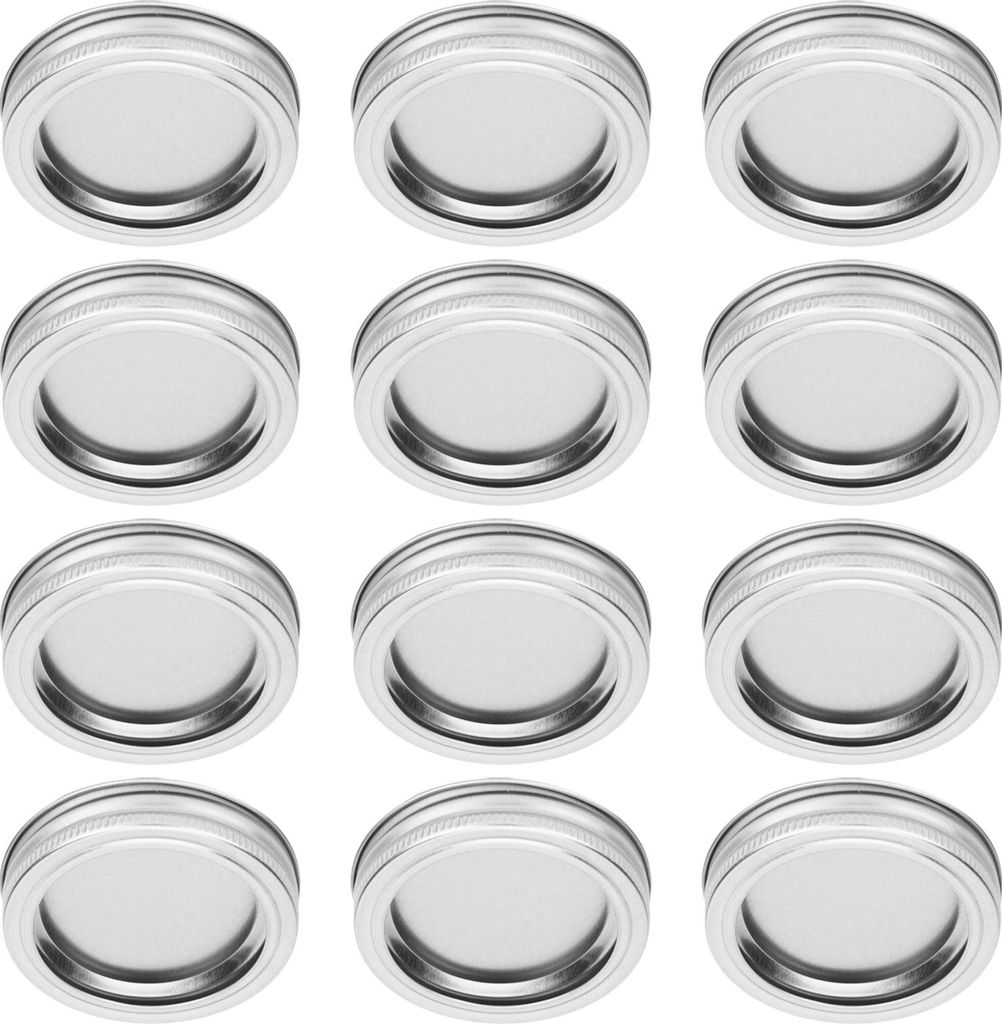 12pcs 70mm Runde regelmäßigen Mund SplitType Glas Deckel Container Dichtung Abdeckung für Gewürz Honig Canning (XH00177 Silber)