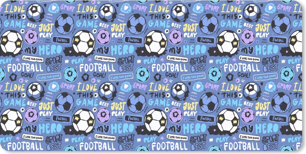 MuchoWow Schreibtischunterlage Muster - Fußball - Blau - Jungen - Kinder - Kleiner Junge 80x40 cm - XXL Mauspad - Gaming Mauspad