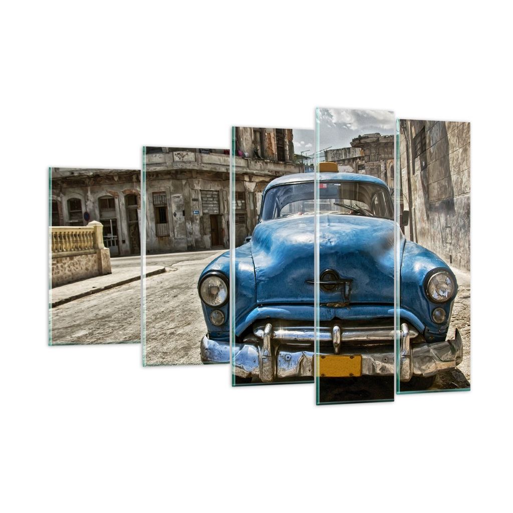 Bilder auf glas - Auto Retro Kuba Havanna - 150x100cm - Glasbilder - Wandbilder - Kunstdruck - zum Aufhängen bereit - Wanddekoration aus Glas - Gl...