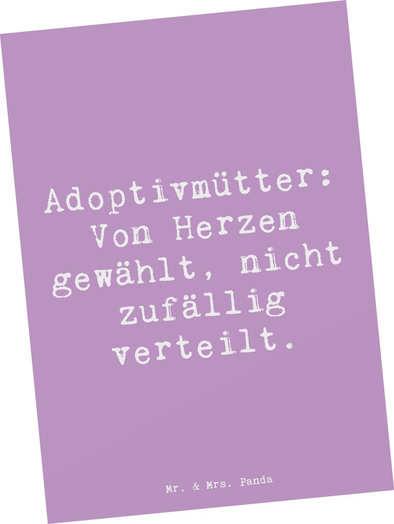 Mr. & Mrs. Panda Postkarte Spruch Adoptivmutter Liebe - Lavendeltraum - Geschenk, Ansichtskarte, Weihnachten, Familienliebe, Postkarten, Ansichtska...