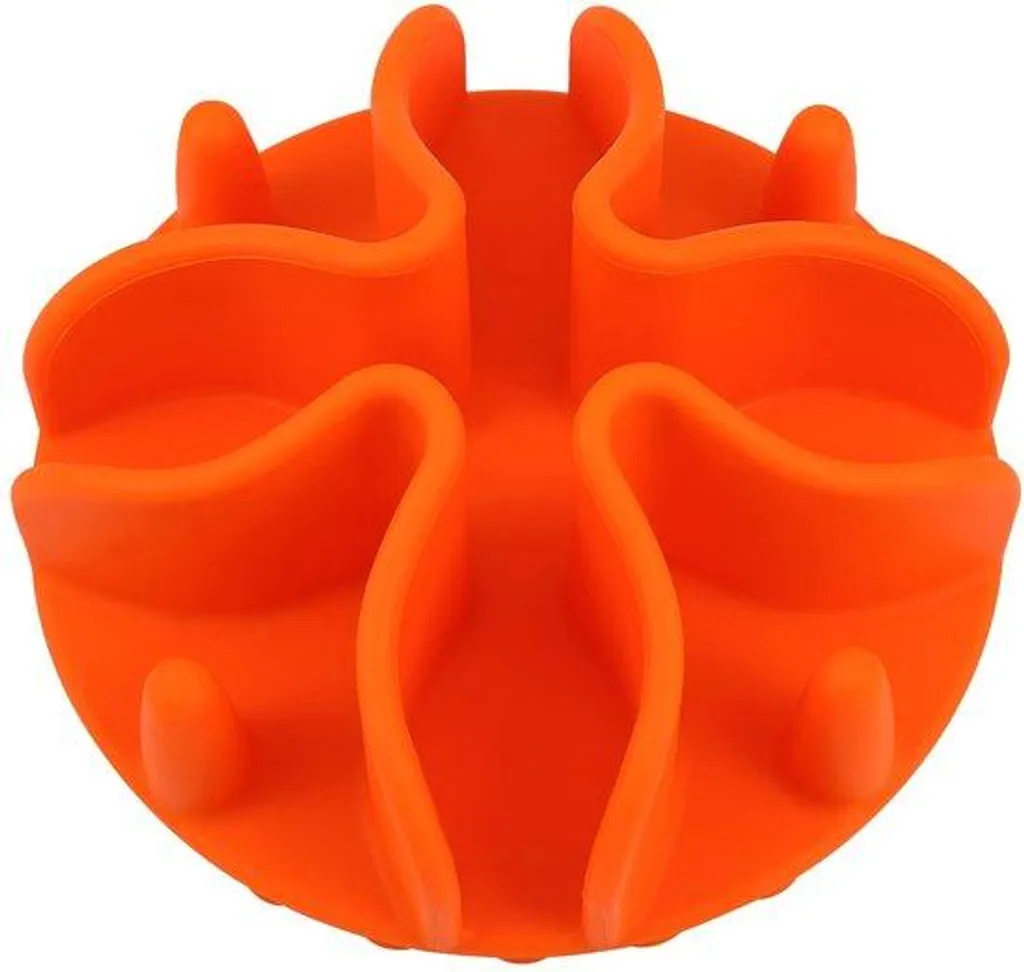 Socle antidérapant en silicone orange et distributeur lent pour chien