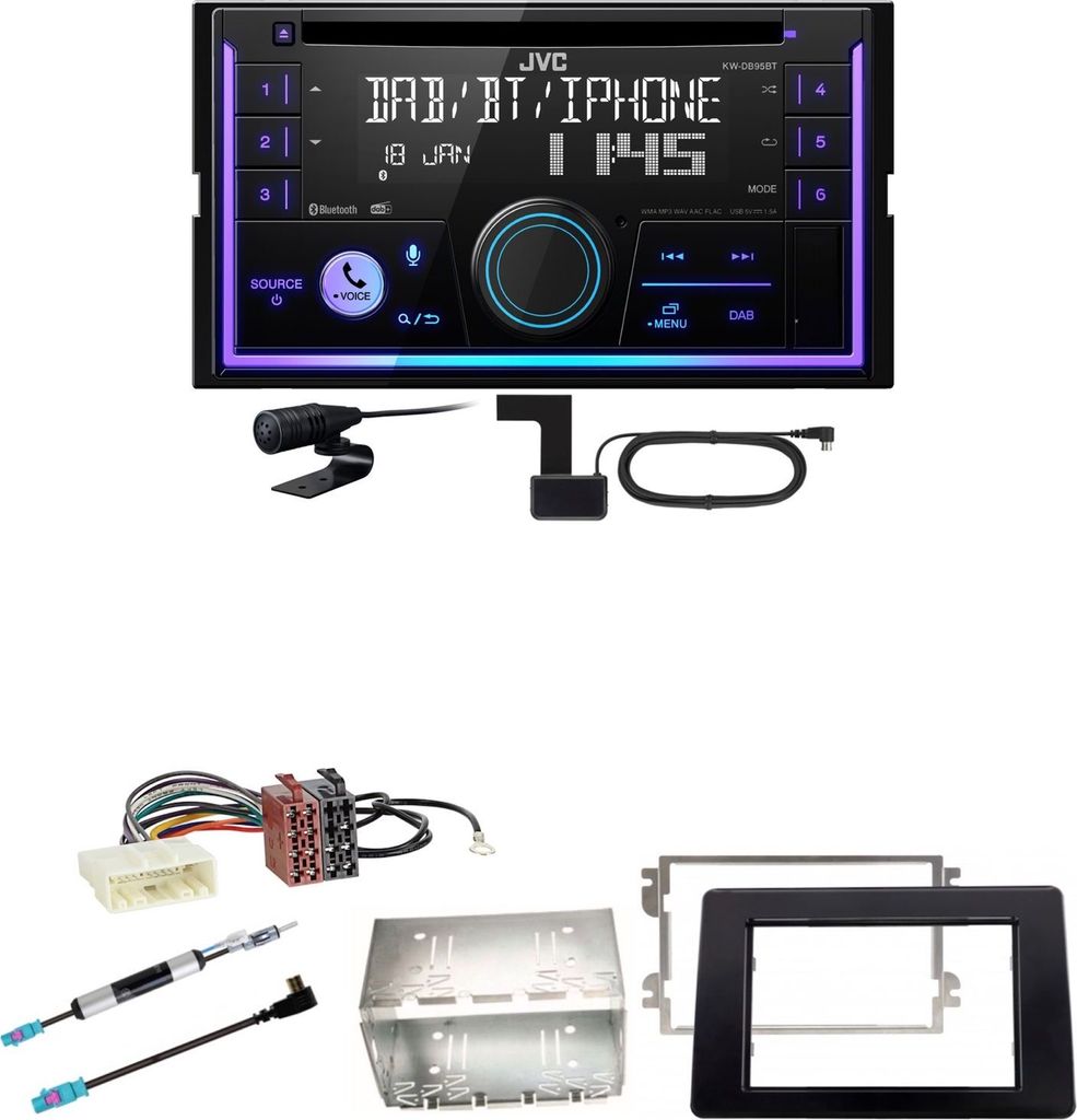 JVC KW-DB95BT Bluetooth Digitalradio USB CD Einbauset für Opel Movano ab 2019