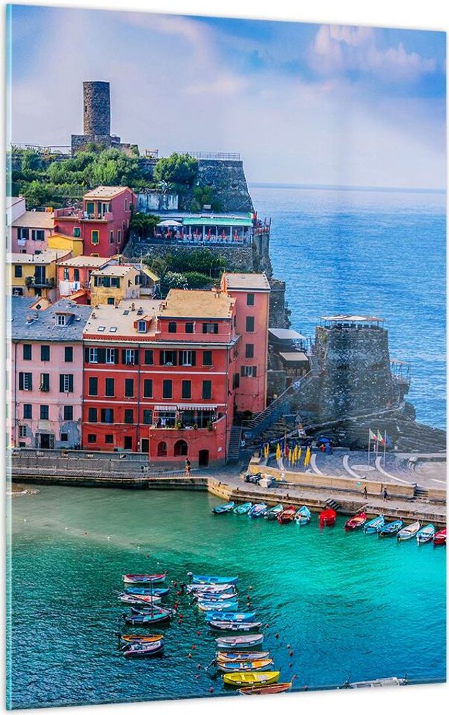 Bilder auf glas - Einteilig - Farben Gebäude Italien - 50x70cm - Glasbilder - Wandbilder - Bilder - zum Aufhängen bereit - Wanddekoration aus Gla...