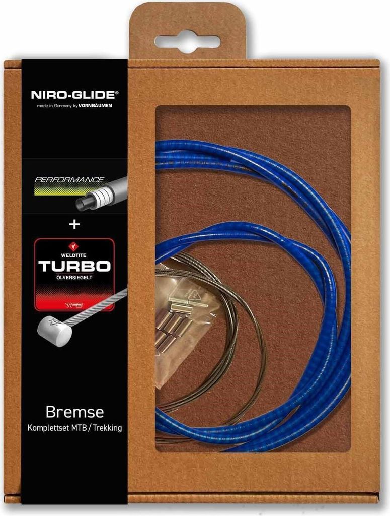 NIRO-GLIDE Bremszug Komplett-Set Blau TURBO PERFORMANCE CityBike, MTB & Trekking