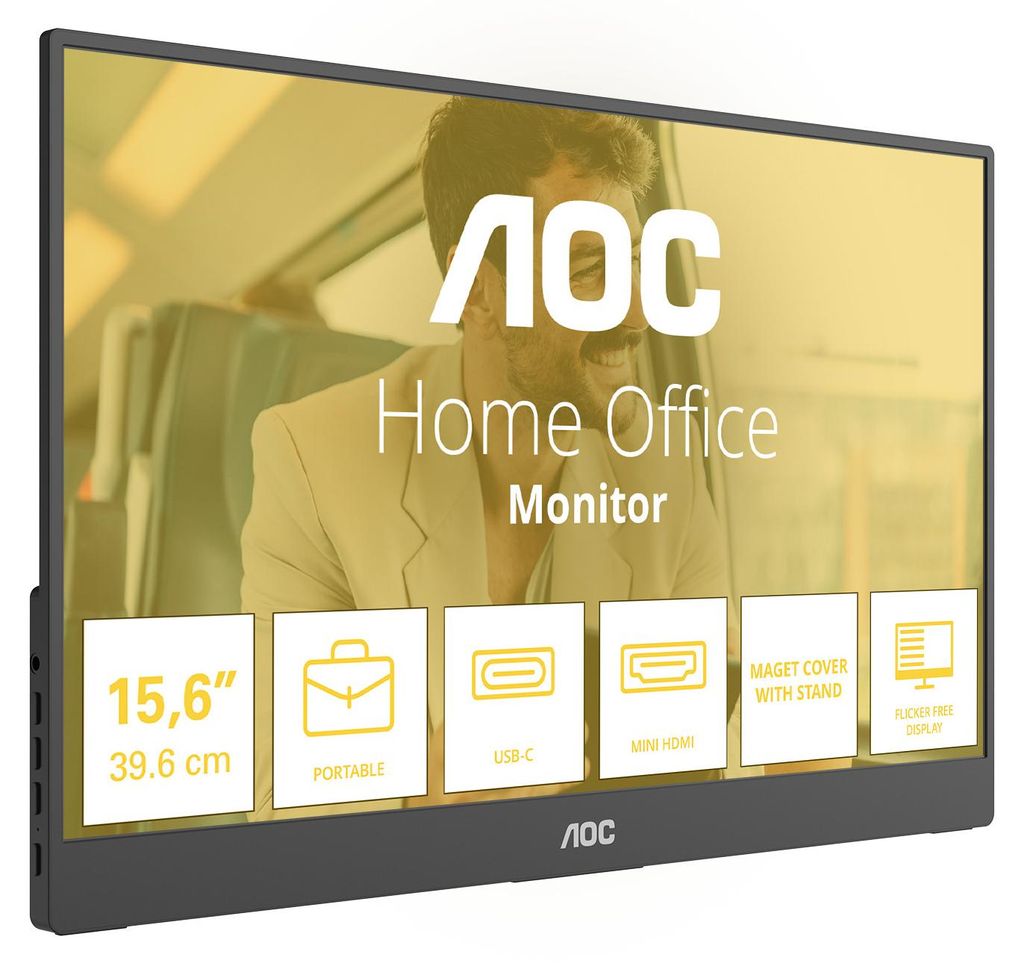 AOC tragbarer Monitor 16T20E2, 15,6", IPS, Full HD (1920 x Produktbild 