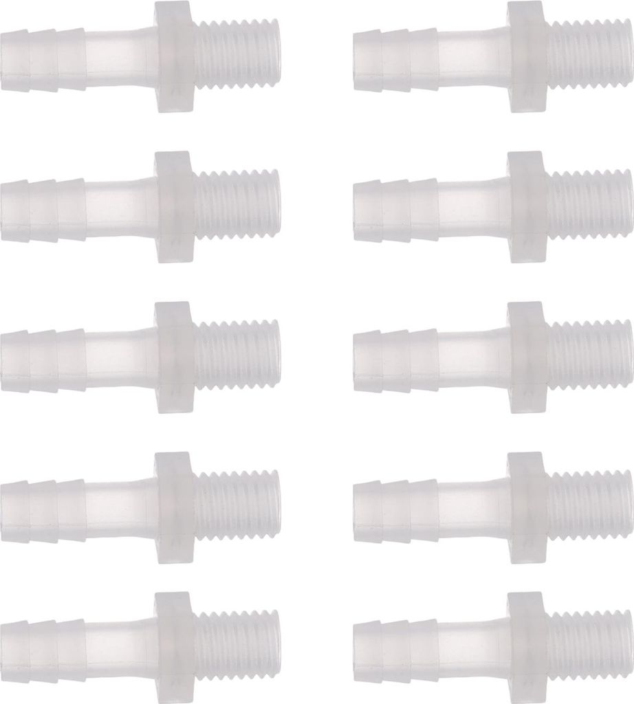 Kunststoff-Schlauchstutzen, 5/16" Stutzen M10 Außengewinde Adapter Verbinder Kit PP Transparent, 1 Satz