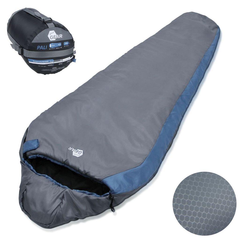Schlafsack Mumienschlafsack Camping Outdoor warm inkl Packsack orange/grau 