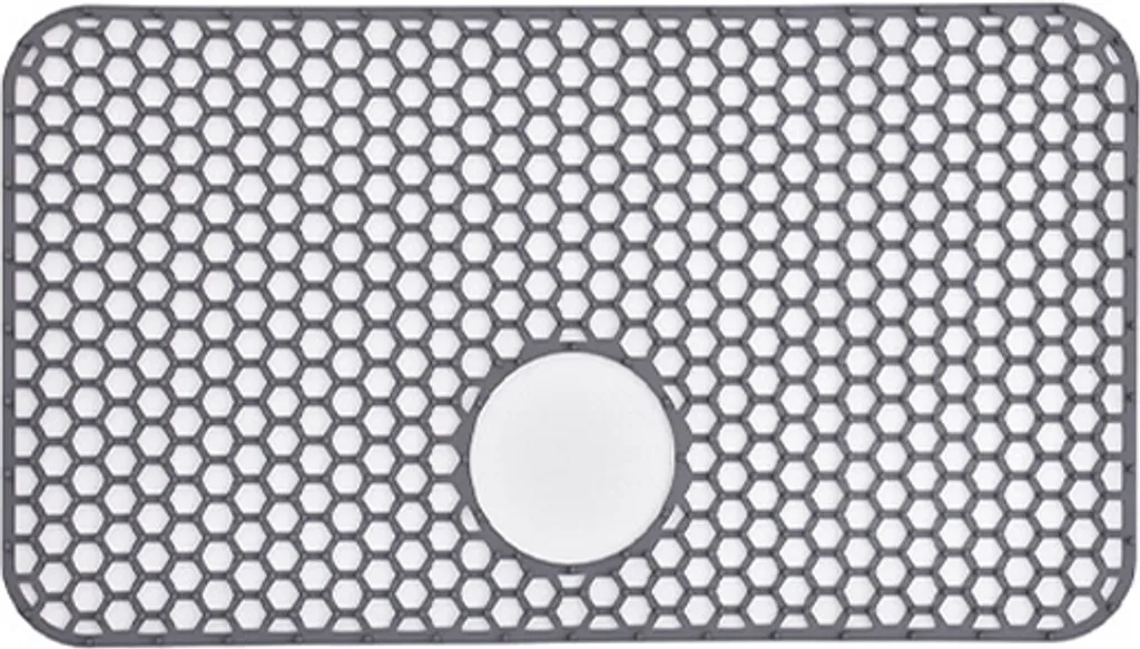 INF Grand tapis d'évier en silicone gris avec drainage 66,5x35,5 cm