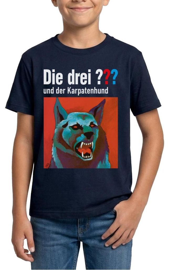 Spreadshirt Die Drei Fragezeichen Und Der Karpatenhund Teenager T-Shirt, 134/146 (9-11 Jahre), Navy
