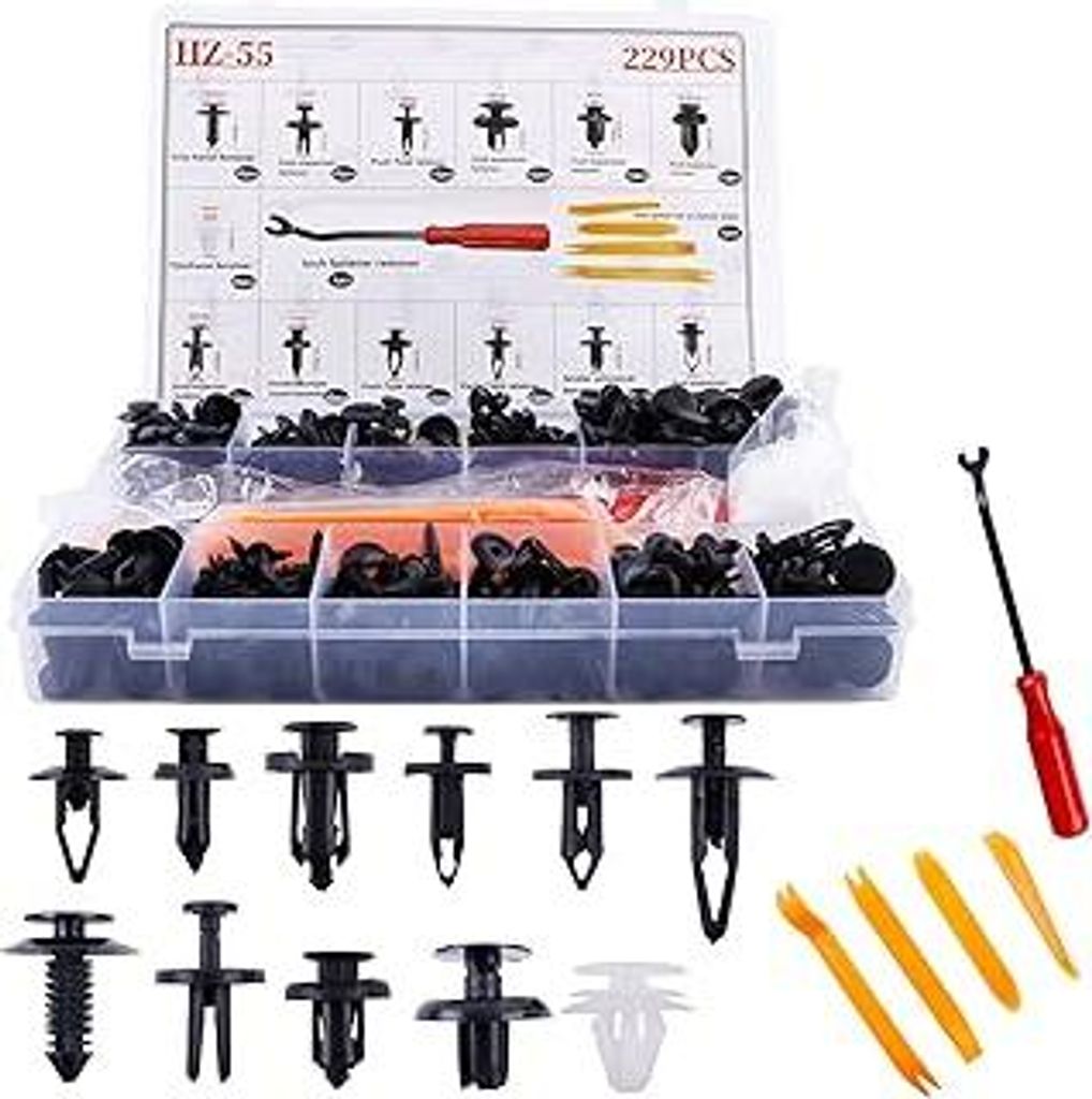 Car Body Trim Clips 229pc mit Werkzeugen Kunststoff Niet Fasteners Universal Fasteners mit 5 Removal Tools Car Body Clips Interior Fittings
