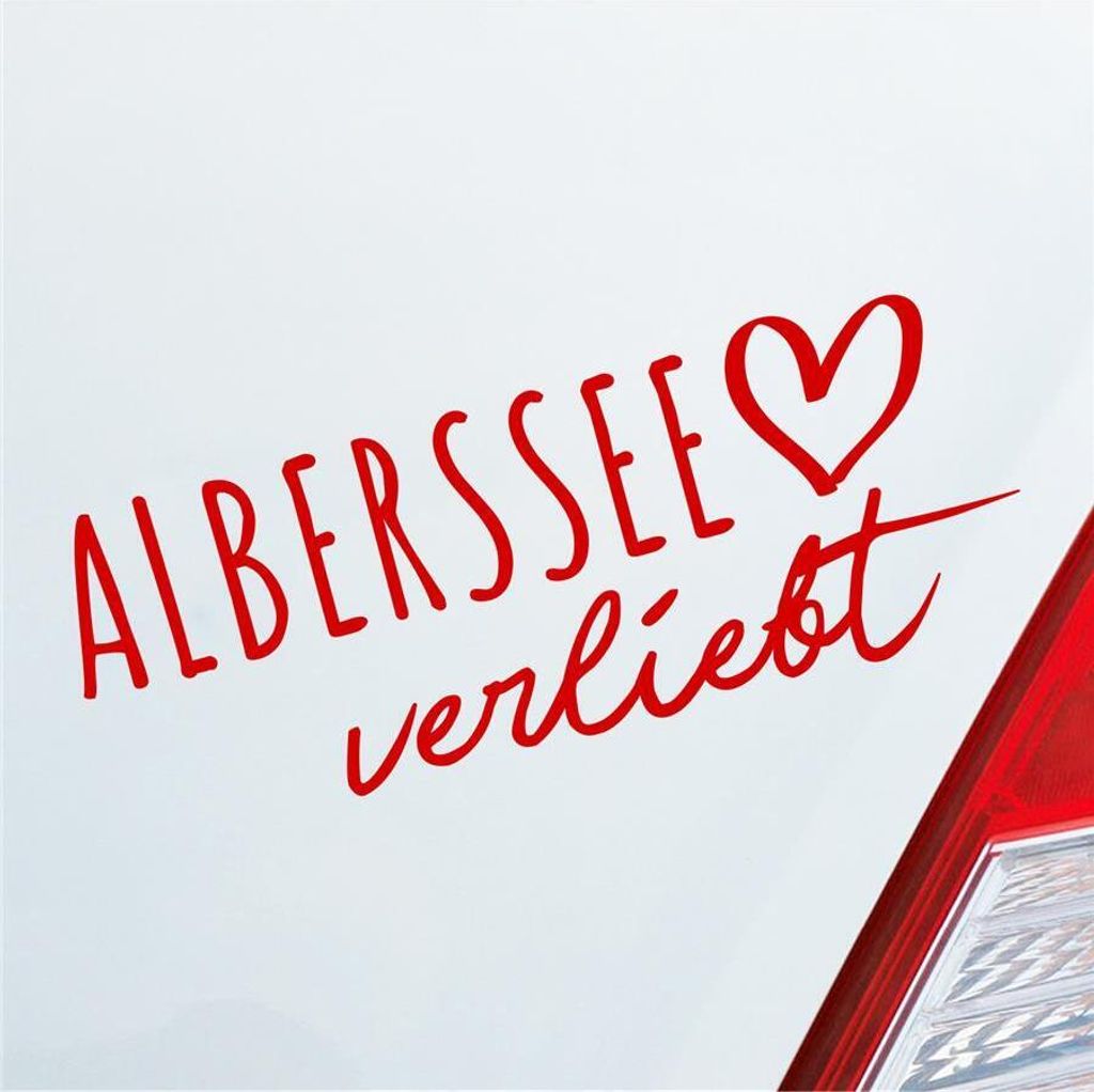 Auto Aufkleber Alberssee verliebt Herz See Sea Liebe Car 19x7 cm Rot Sticker Heckscheibenaufkleber