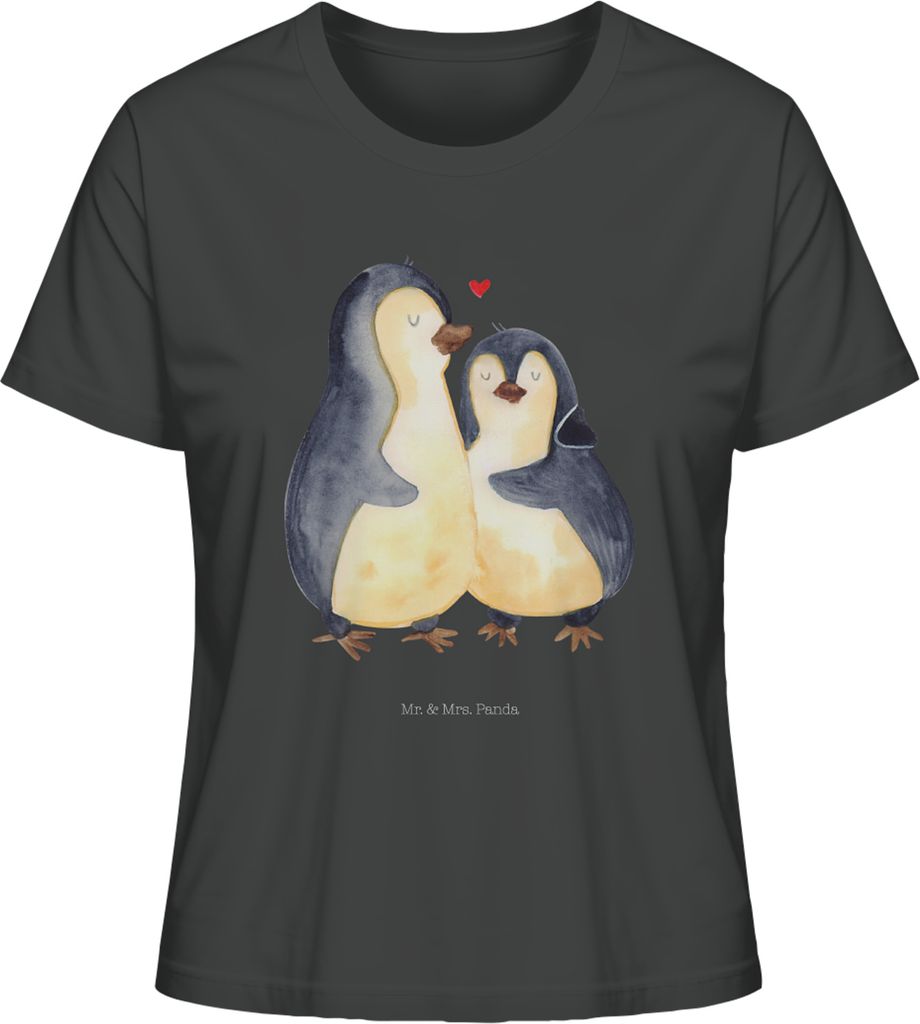 Mr. & Mrs. Panda Oberteil Damen Pinguin umarmen Größe S - Anthrazit - Geschenk, Verknallt, Liebe, Frauen T-Shirt, shirt, Hochzeitstag, Umarmung V...