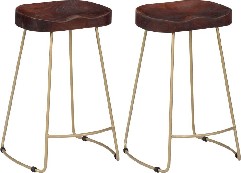 The Living Store Gavin Barhocker 2 Stk. Massivholz Mango