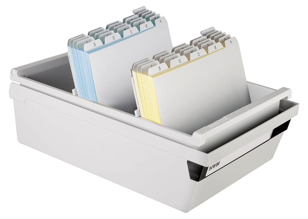 Karteikasten DIN A5 quer - funktionales Design für bis zu 1300 Karten mit großem Beschriftungsfeld