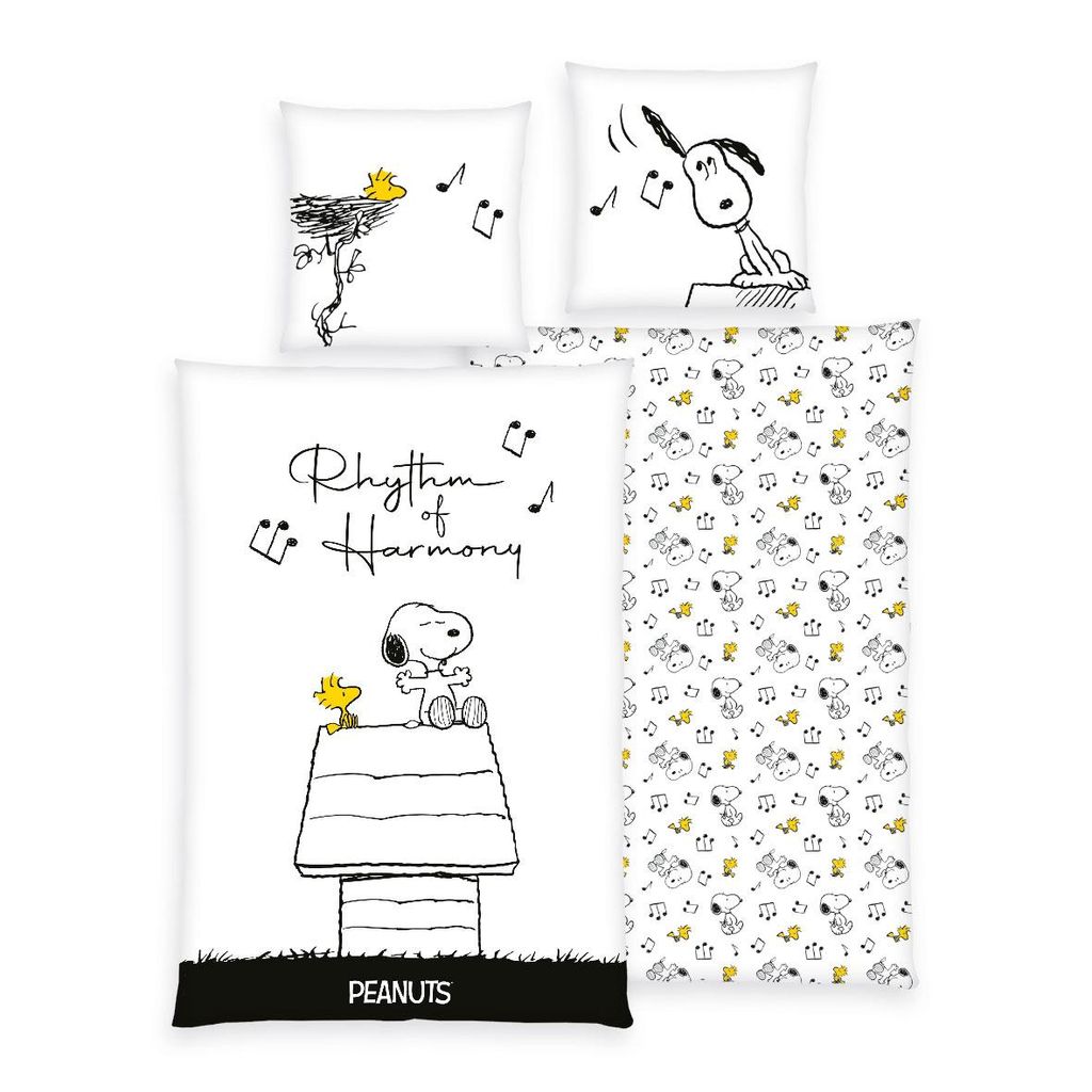 Peanuts Bettwäsche Rhythm of Harmony Snoopy Woodstock 100 % Produktbild 
