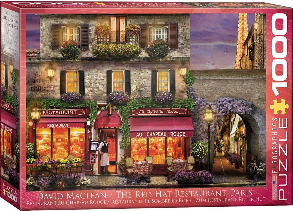 1000 Teile Puzzle - Puzzle - Das Restaurant Zum roten Hut in Paris + Puzzle Zubehör