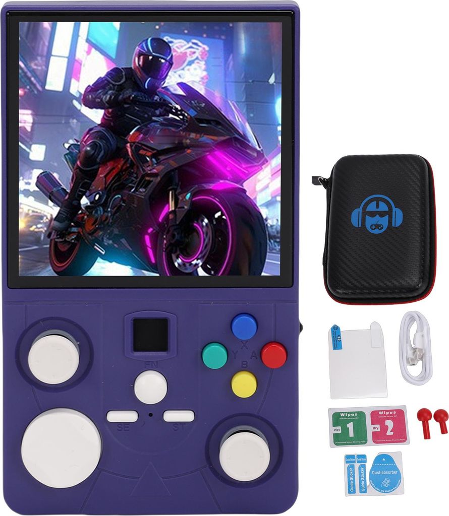 Handheld-Spielkonsole 4-Zoll-HD-MIPI-Bildschirm Tragbare Retro-Spielkonsole Unterstützt WLAN mit zwei Joysticks Vorinstallierte Spiele Indigoblau ...