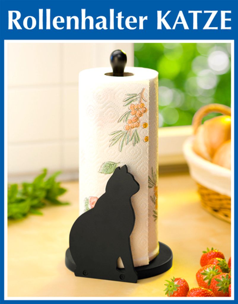 Küchenrollenhalter Katze schwarz, Höhe 30 cm Produktbild 8