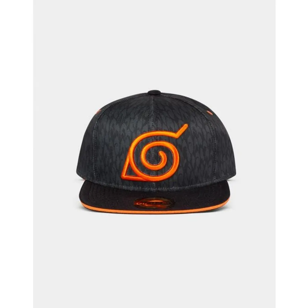 Regalo Idea: Cappellino Naruto Konoha Snapback Nero Arancio