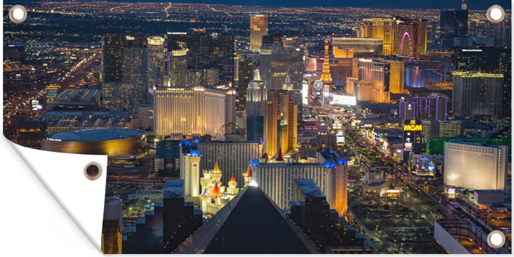 MuchoWow 160x80 cm Outdoor-Poster Gartendeko Sichtschutz Garten Poster für den Garten Stadt - Las Vegas - Nacht