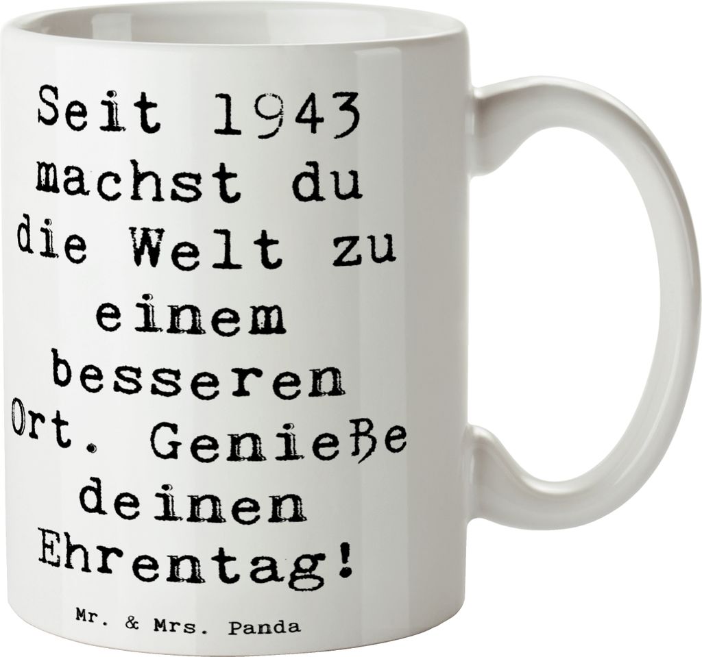 Mr. & Mrs. Panda Tasse Spruch 1943 Geburtstag - Weiß - Geschenk, kaffeetasse bedruckt, Happy Birthday, positive Veränderungen, Erinnerungen, Jahr...