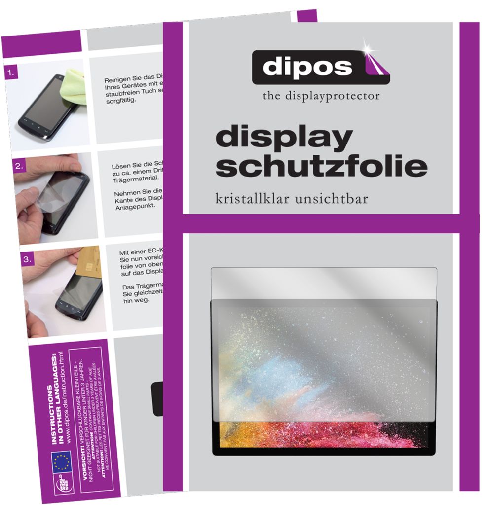 1x Schutzfolie für Microsoft Surface Book 3 13.5 Zoll klar Displayschutzfolie Folie Display Schutz dipos