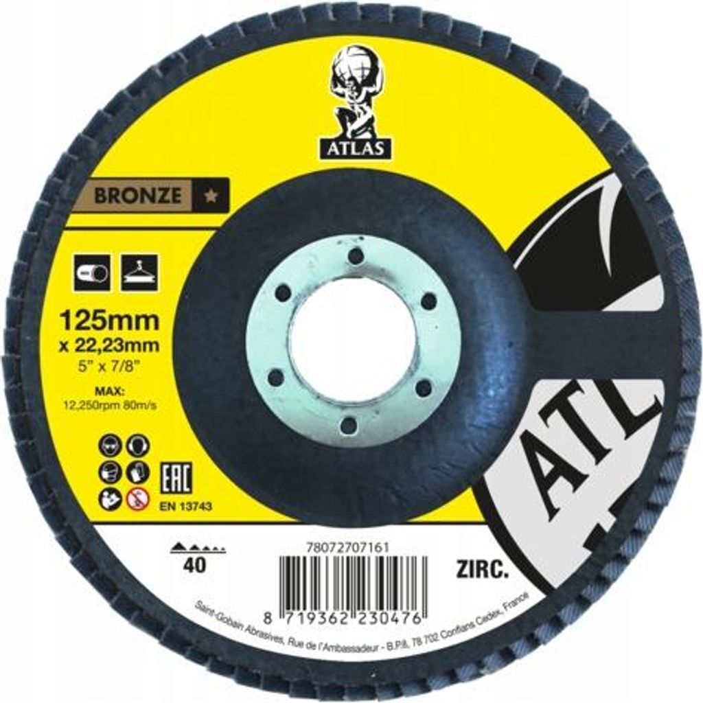 NORTON ATLAS ZIRKONIUMPLATTE 40 gr. 125mm Stahl
