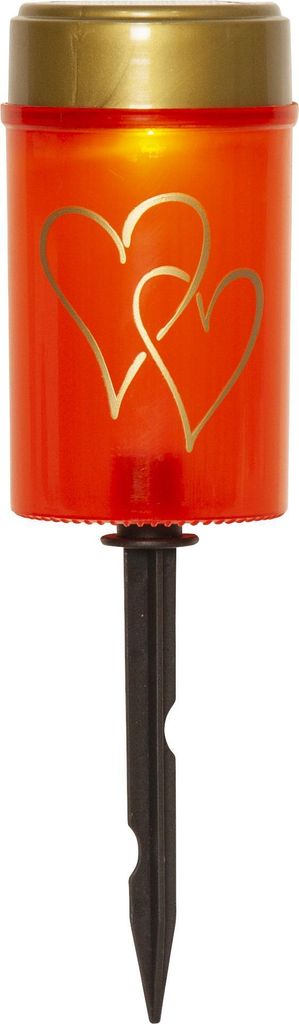 Star Trading LED Grabkerze Solar rot goldene Herzen 7x12cm Produktbild 