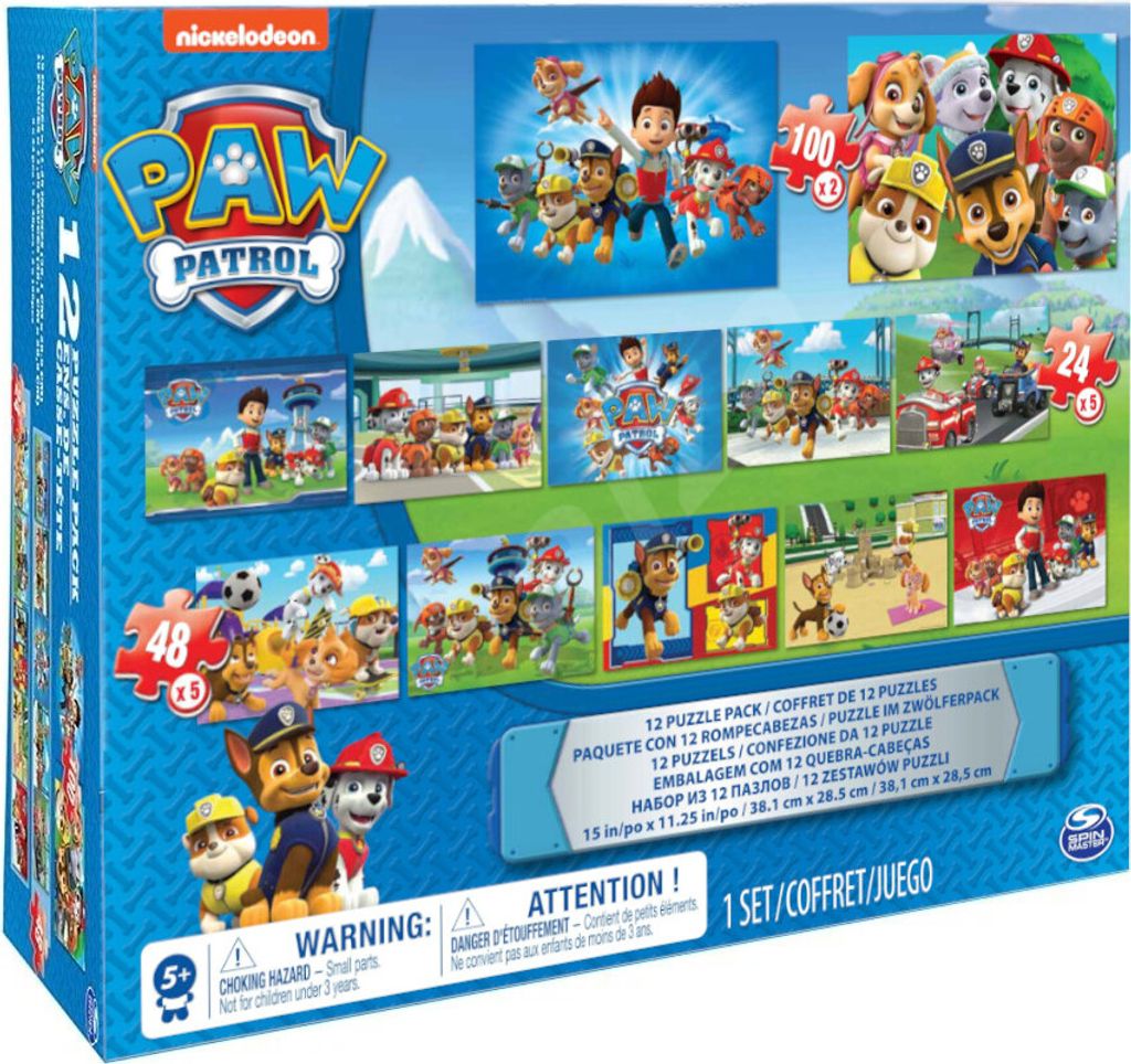 SpinMaster - Paw Patrol - Puzzlebox mit 12 Puzzles (24, 48, 100)