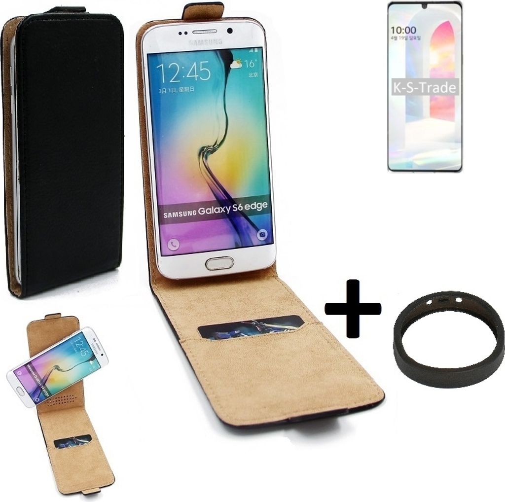 K-S-Trade TOP SET Handyhülle kompatibel mit LG Electronics K31 360° Flipstyle Schutzhülle Smartphone Tasche schwarz + TPU Bumper, Case Hülle Flip