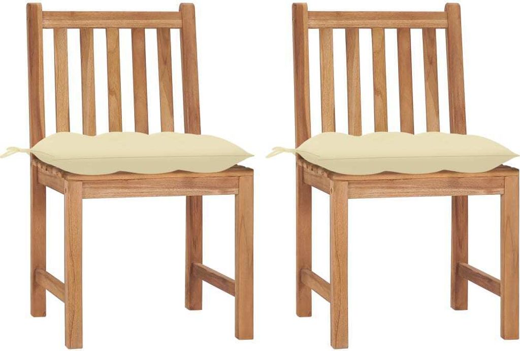 Gartenstühle 2 Stk. mit Kissen Massivholz Teak , Produktbild 